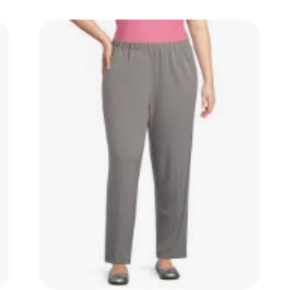 Allison Daley Plus Size City Stretch Straight Leg Pull-On Pants, Gray - NWT